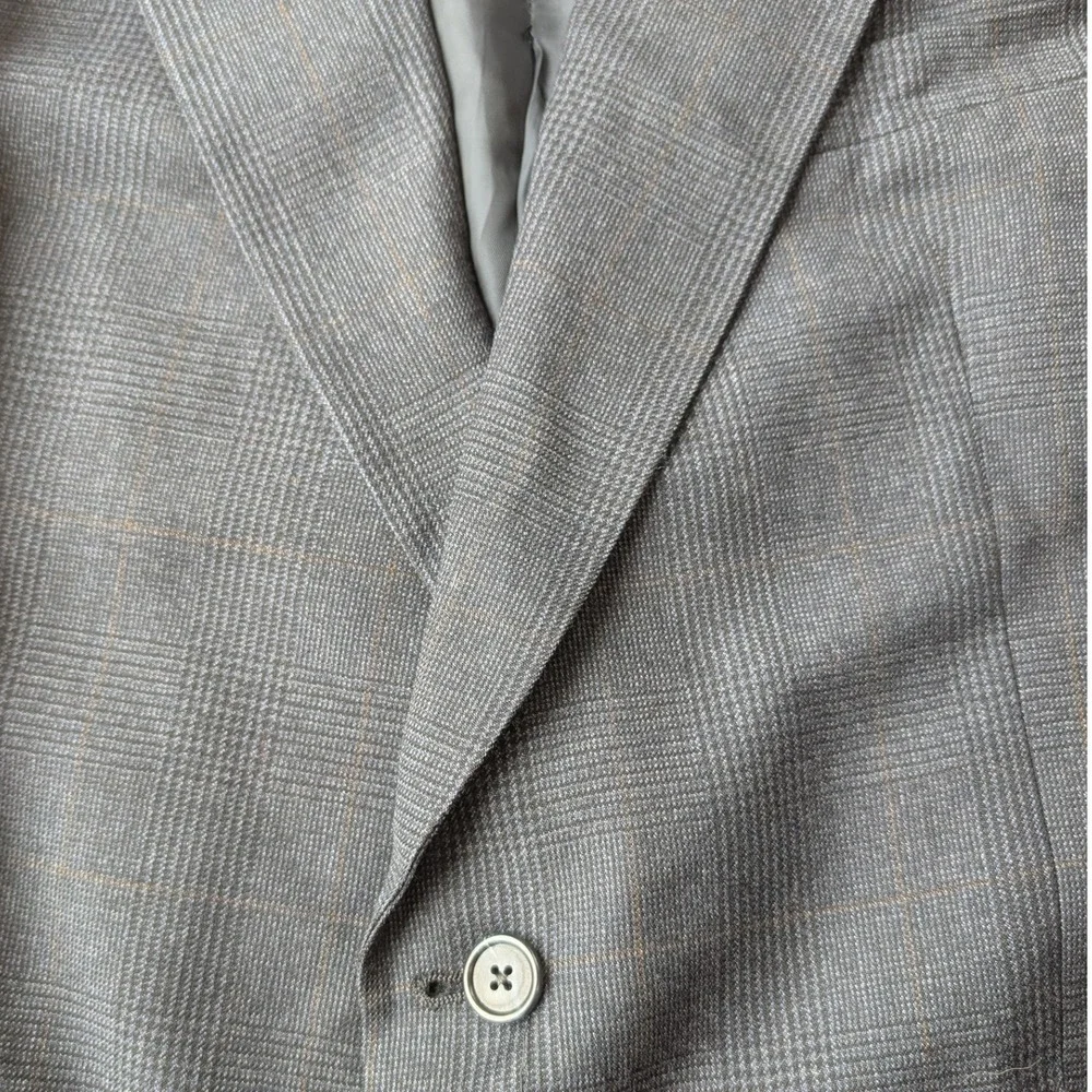Hart Schaffner Marx Blazer Wool‎ Blend Men's Charcoal Glen Plaid Sport Coat 43R